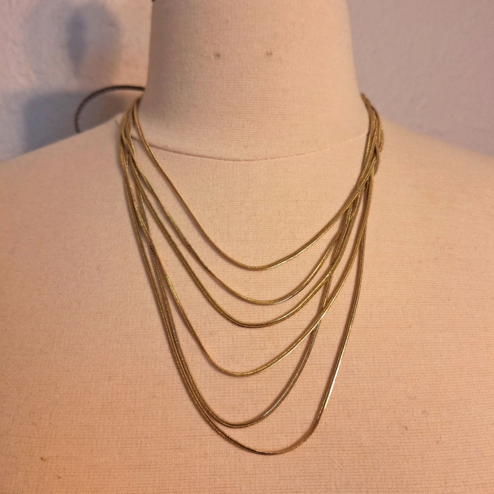 The limited Herringbone Gold chain Multi Layer necklace